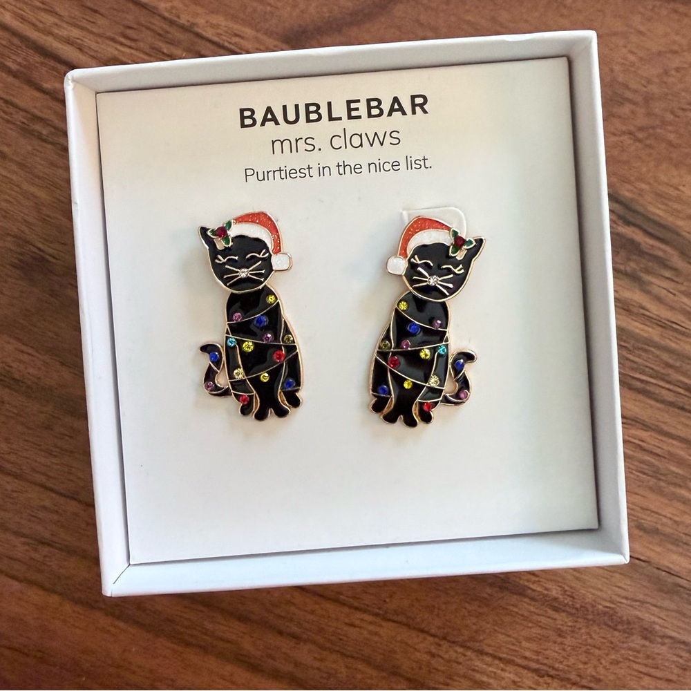 SUGARFIX by BaubleBar Black Cat‎ in a Hat Earrings | NWT